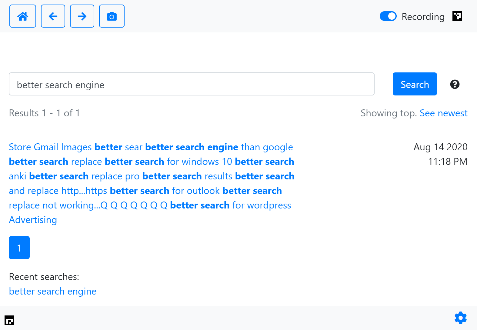 sample search results page